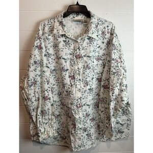 Women's Vtg‎ Gitano Long Sleeve Button Up Shirt Sz 26W Floral 100% Cotton
